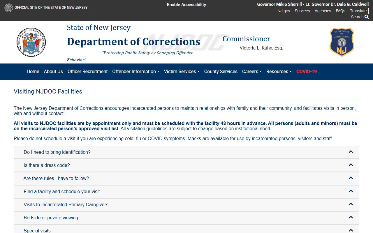 East Jersey State Prison NJDOC visitation scheduling information